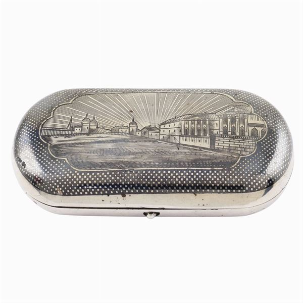 A silver niello snuffbox