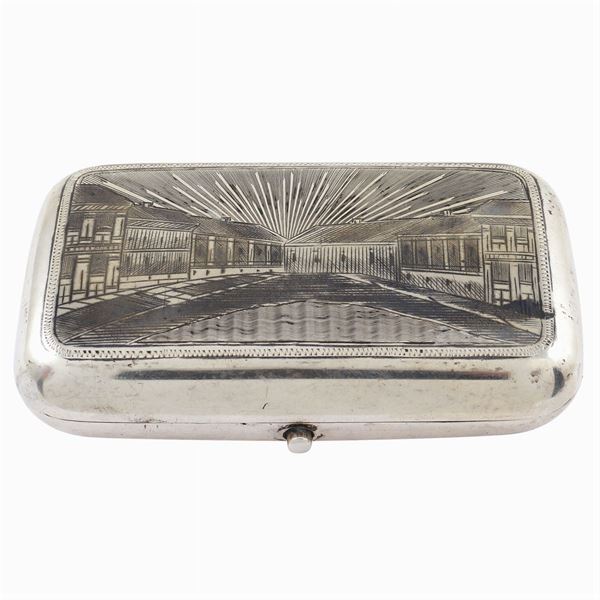 A silver niello snuffbox