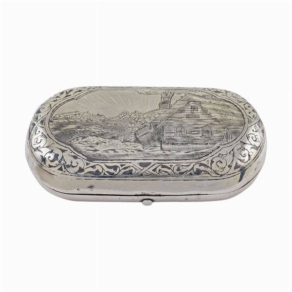 A silver niello snuffbox
