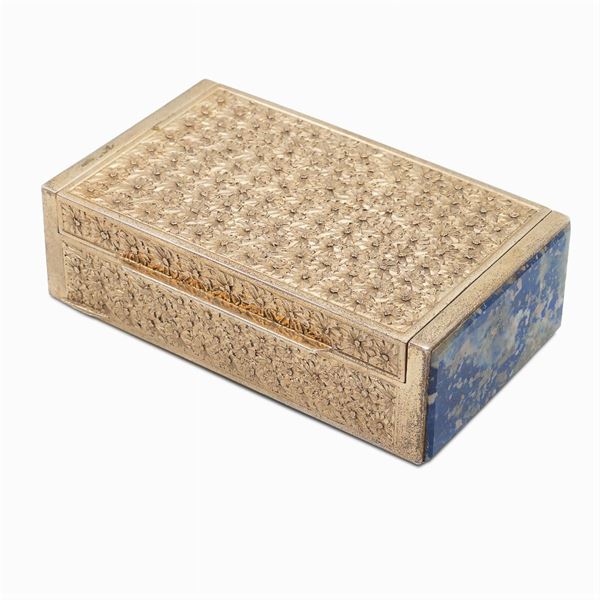 Silver and lapis lazuli snuff box