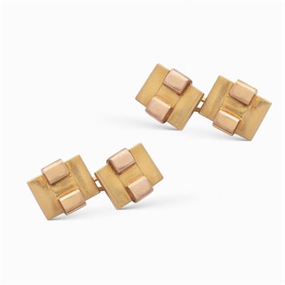 Gemelli Rettangolari in Oro Giallo e Rosa 18kt