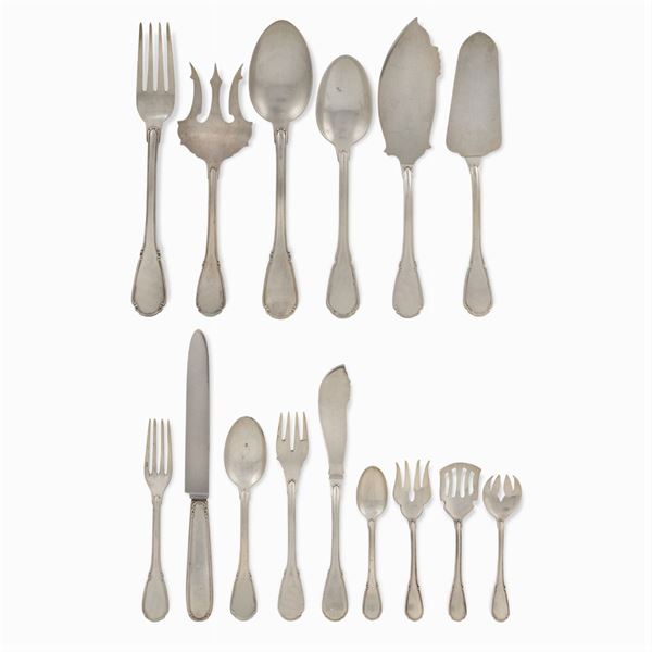 Silver flatware service (142)  (Italy, 20th century)  - Auction FINE SILVER AND THE ART OF THE TABLE - Colasanti Casa d'Aste