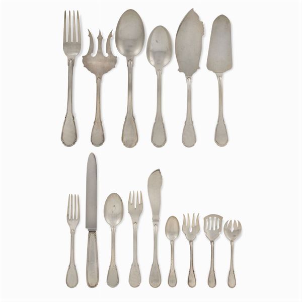 Silver flatware service (142)