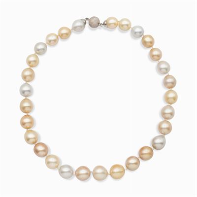 Collana Ad un Filo di Perle South Sea a Tre Colori