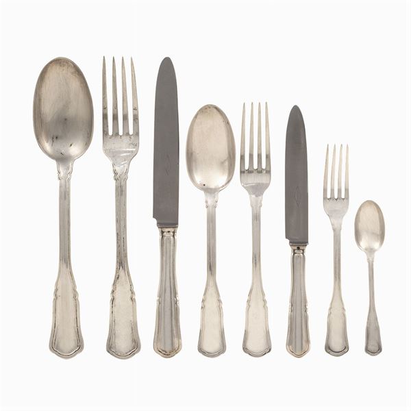 Silver flatware service (77)  (Italy, 20th century)  - Auction FINE SILVER AND THE ART OF THE TABLE - Colasanti Casa d'Aste