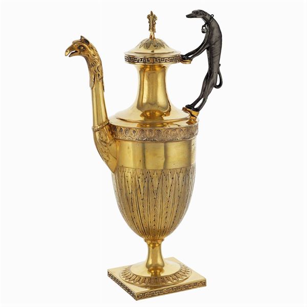 Caffettiera in argento vermeil