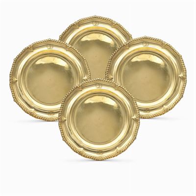Quattro Piatti in Argento Vermeil, Giorgio III