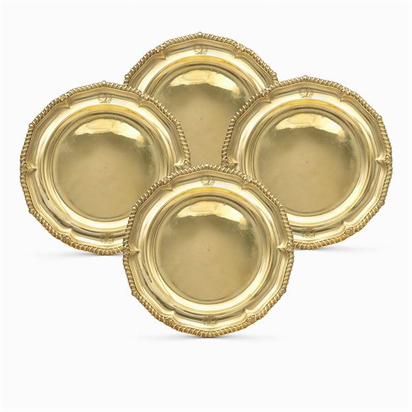 Quattro piatti in argento vermeil, Giorgio III
