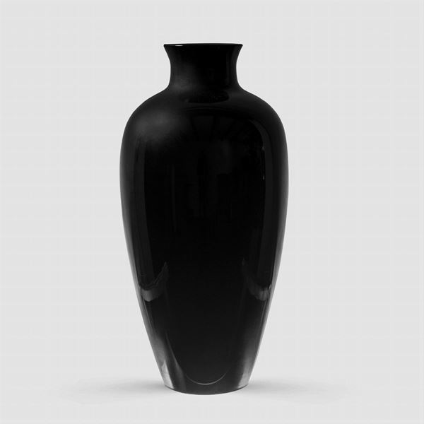 Venini, black opaline glass vase