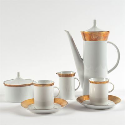 Rosenthal, Servizio da Caffè in Porcellana Bianco e Oro (15)
