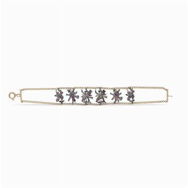 18kt yellow gold bracelet with six charms