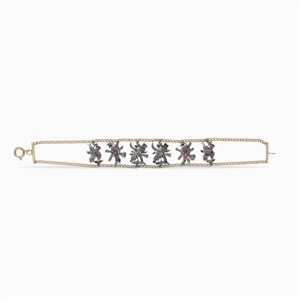 Bracciale in oro giallo 18kt con sei charms