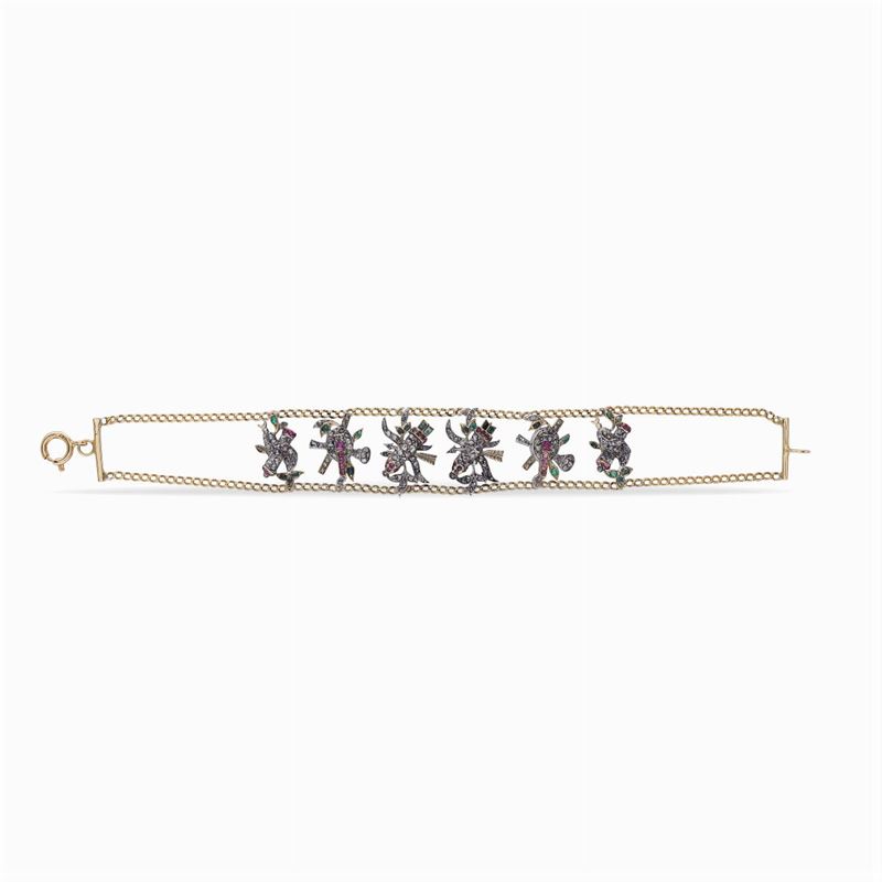 Bracciale in Oro Giallo 18kt con Sei Charms