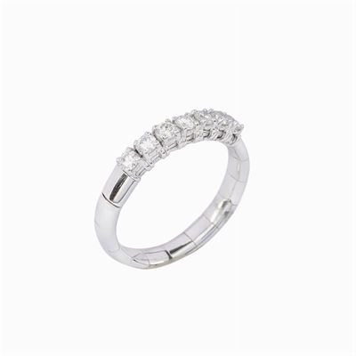 Anello Riviere in Oro Bianco 18kt e Sette Diamanti