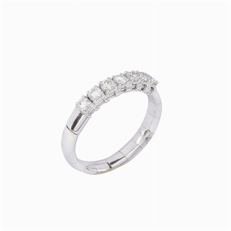 Anello Riviere in Oro Bianco 18kt e Sette Diamanti