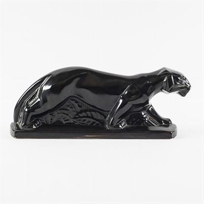 Scultura Pantera in Ceramica Nera