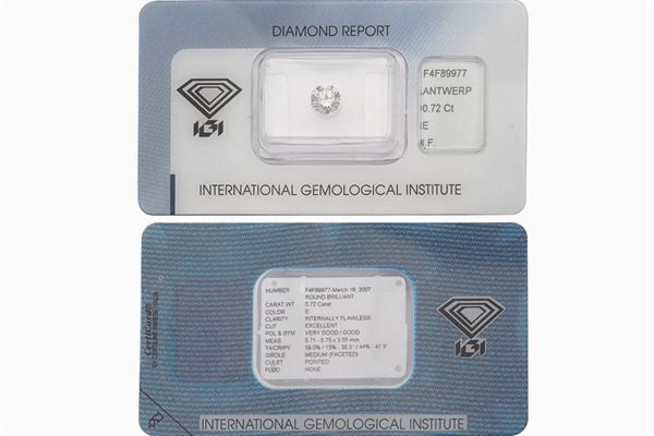 Diamante in blister taglio brillante ct 0,72
