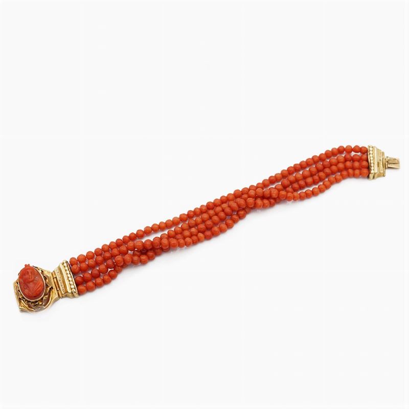 Bracciale in Corallo Rosso e Oro Giallo 18kt