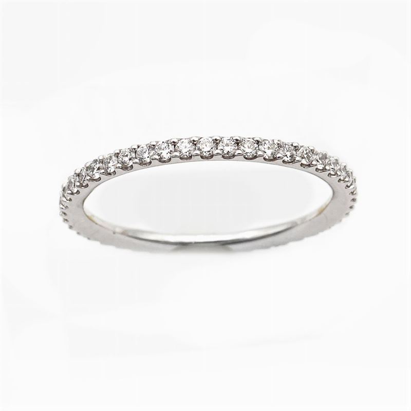 Anello Fede in Oro Bianco 18kt e Diamanti
