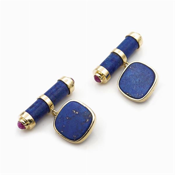 18kt yellow gold and lapis lazuli cufflinks  - Auction TIMED AUCTION  JEWELS AND WATCHES - Colasanti Casa d'Aste