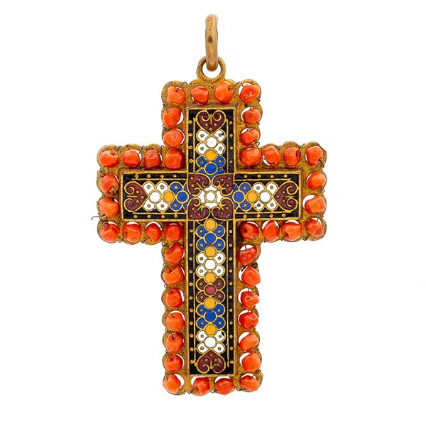 Gilded silver pendant cross  - Auction TIMED AUCTION  JEWELS AND WATCHES - Colasanti Casa d'Aste