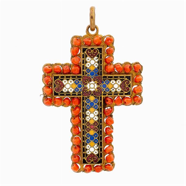 Pendente croce in argento dorato