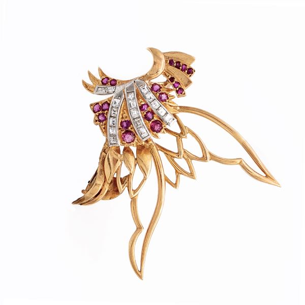 14kt yellow and white gold ballerina brooch
