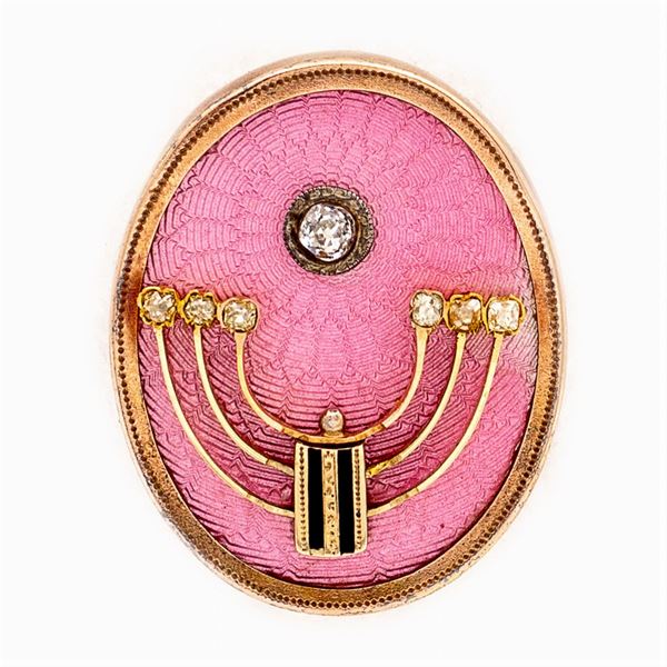 Spilla ovale in oro rosa 14kt