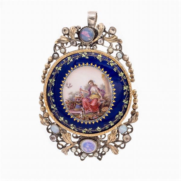 Silver and gold miniature pendant brooch  (late 19th century)  - Auction TIMED AUCTION  JEWELS AND WATCHES - Colasanti Casa d'Aste