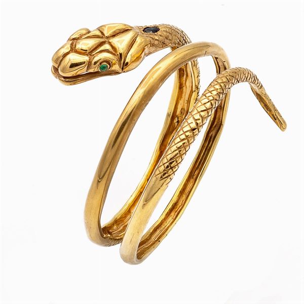 Bracciale a serpente in argento dorato