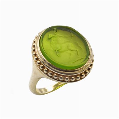 Anello in Argento Dorato e Pasta Vitrea