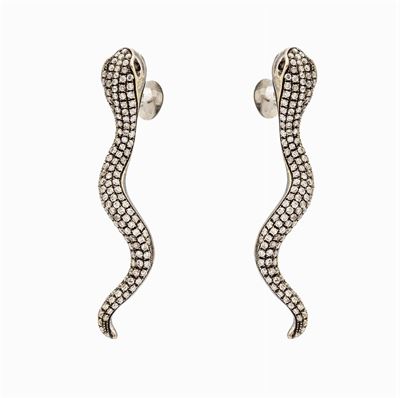 Orecchini Serpenti in Oro Nero 18kt e Diamanti