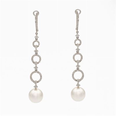 Orecchini Pendenti in Oro Bianco 18kt con Diamanti