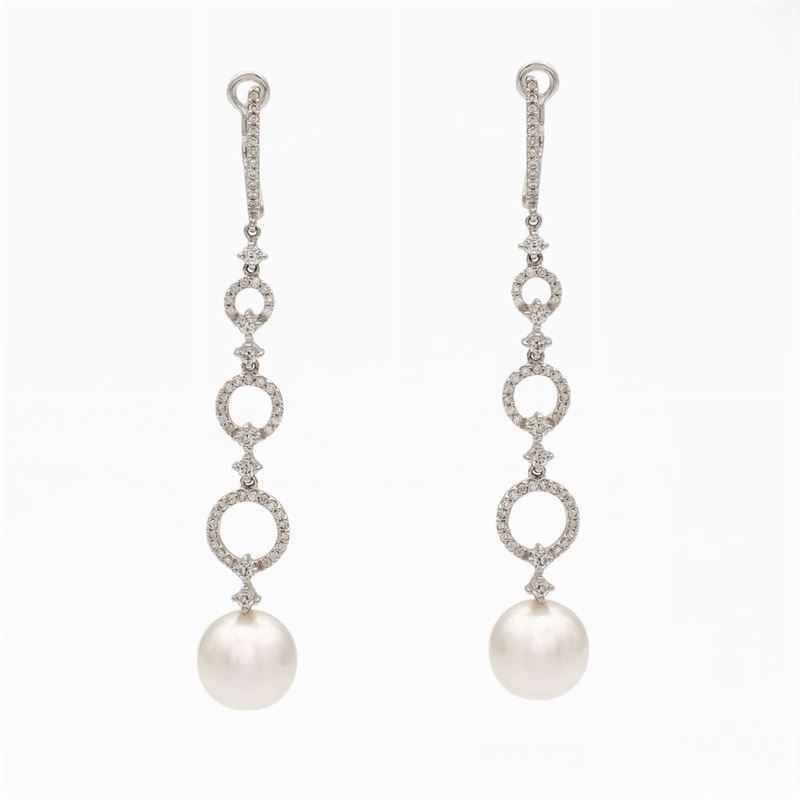 Orecchini Pendenti in Oro Bianco 18kt con Diamanti