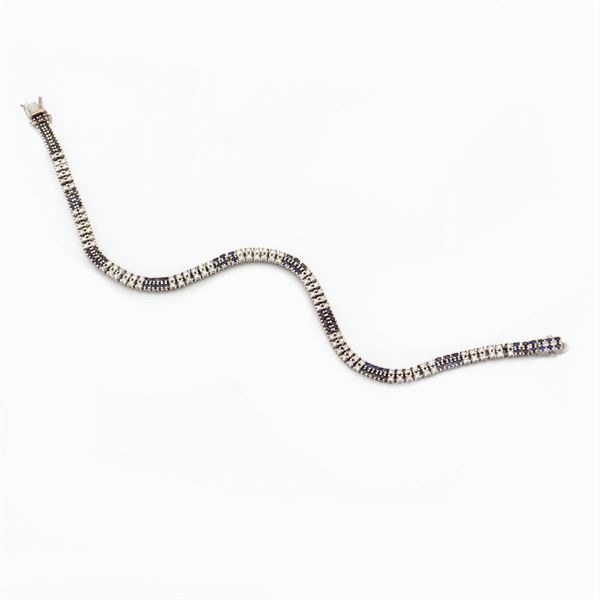 Bracciale doppio tennis in oro bianco 18kt e diamanti