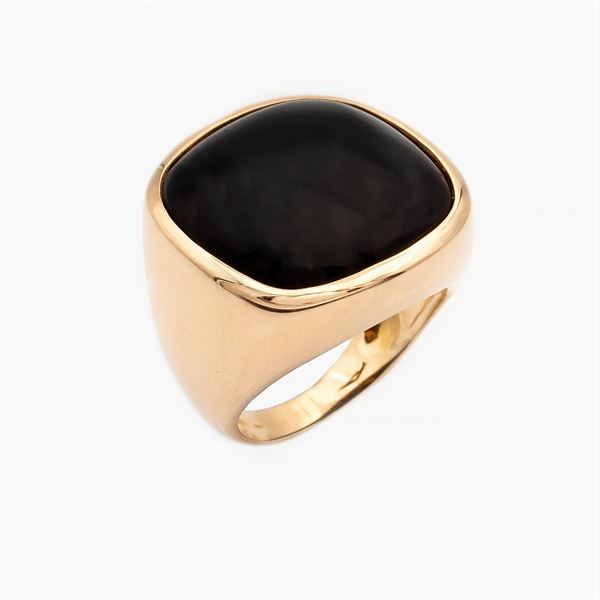 18kt yellow gold and black onyx chevalier ring  - Auction TIMED AUCTION  JEWELS AND WATCHES - Colasanti Casa d'Aste