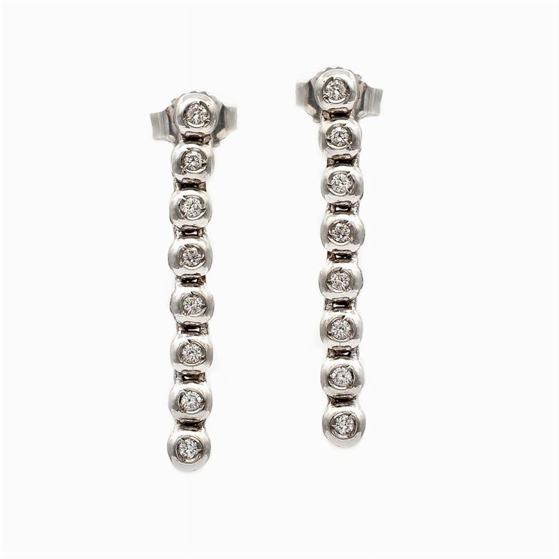 Orecchini Tennis in Oro Bianco 18kt e Diamanti