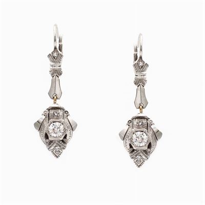 Orecchini Pendenti in Oro Bianco 18kt e Diamanti