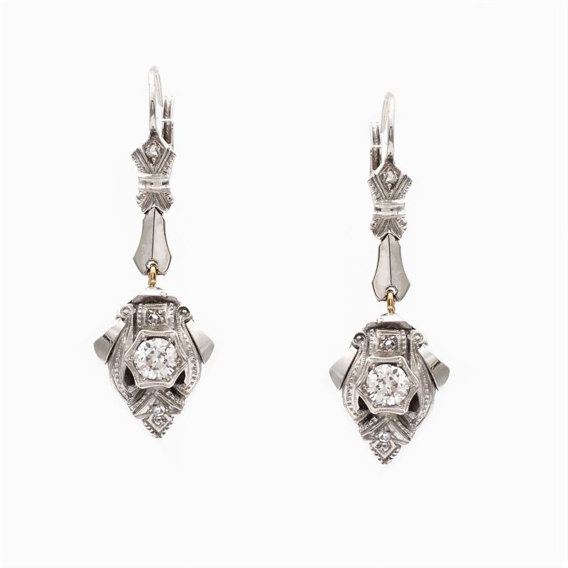 Orecchini Pendenti in Oro Bianco 18kt e Diamanti