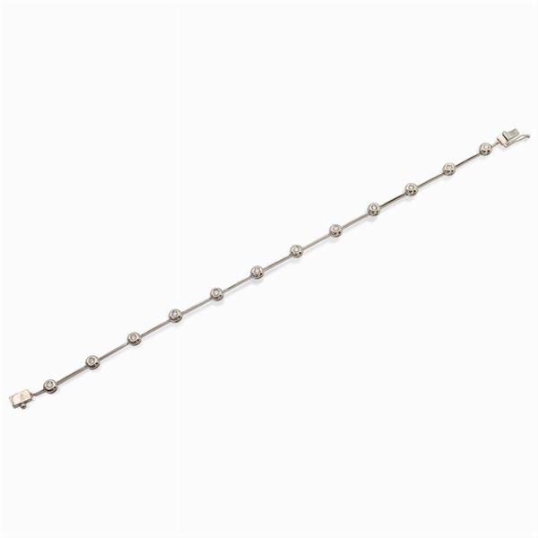 Bracciale tennis in oro bianco 18kt e diamanti