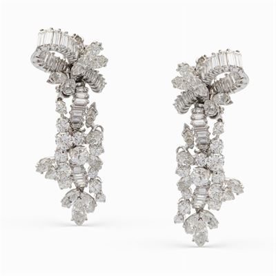 Orecchini Pendenti in Oro Bianco 18kt e Diamanti