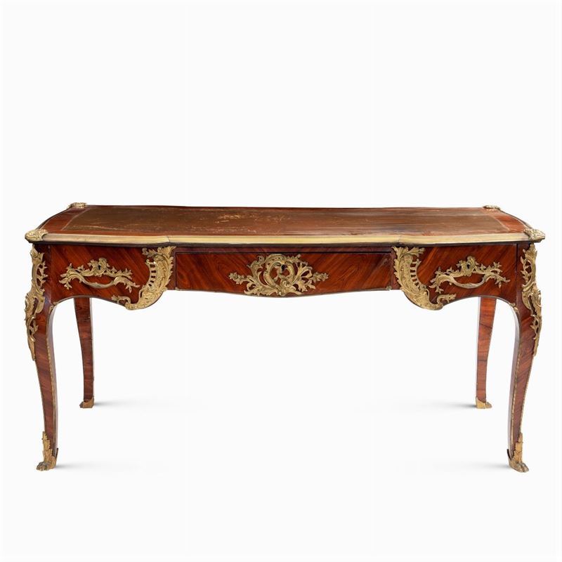 Bureau-plat in Legno e Bronzo Dorato