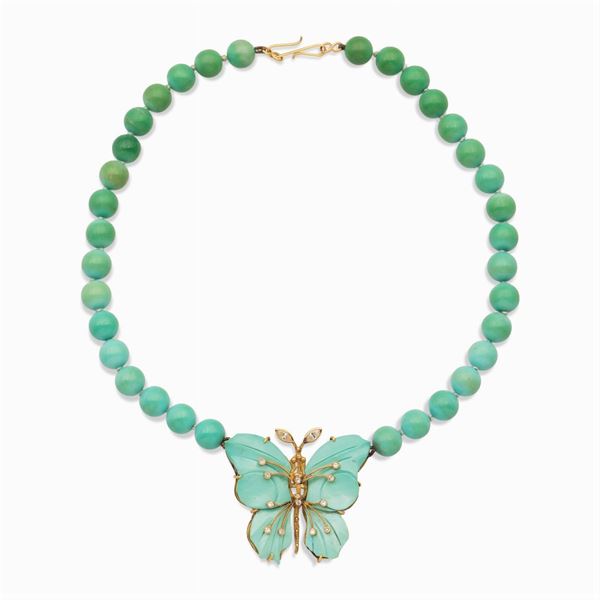 Collana ad un filo di turchesi naturali