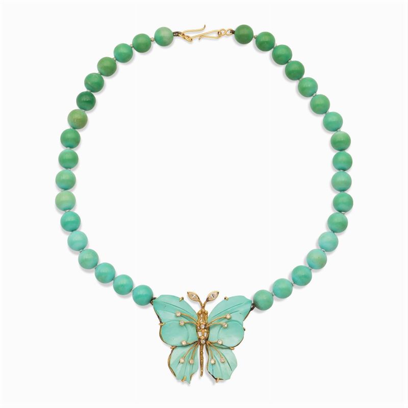 Collana Ad un Filo di Turchesi Naturali