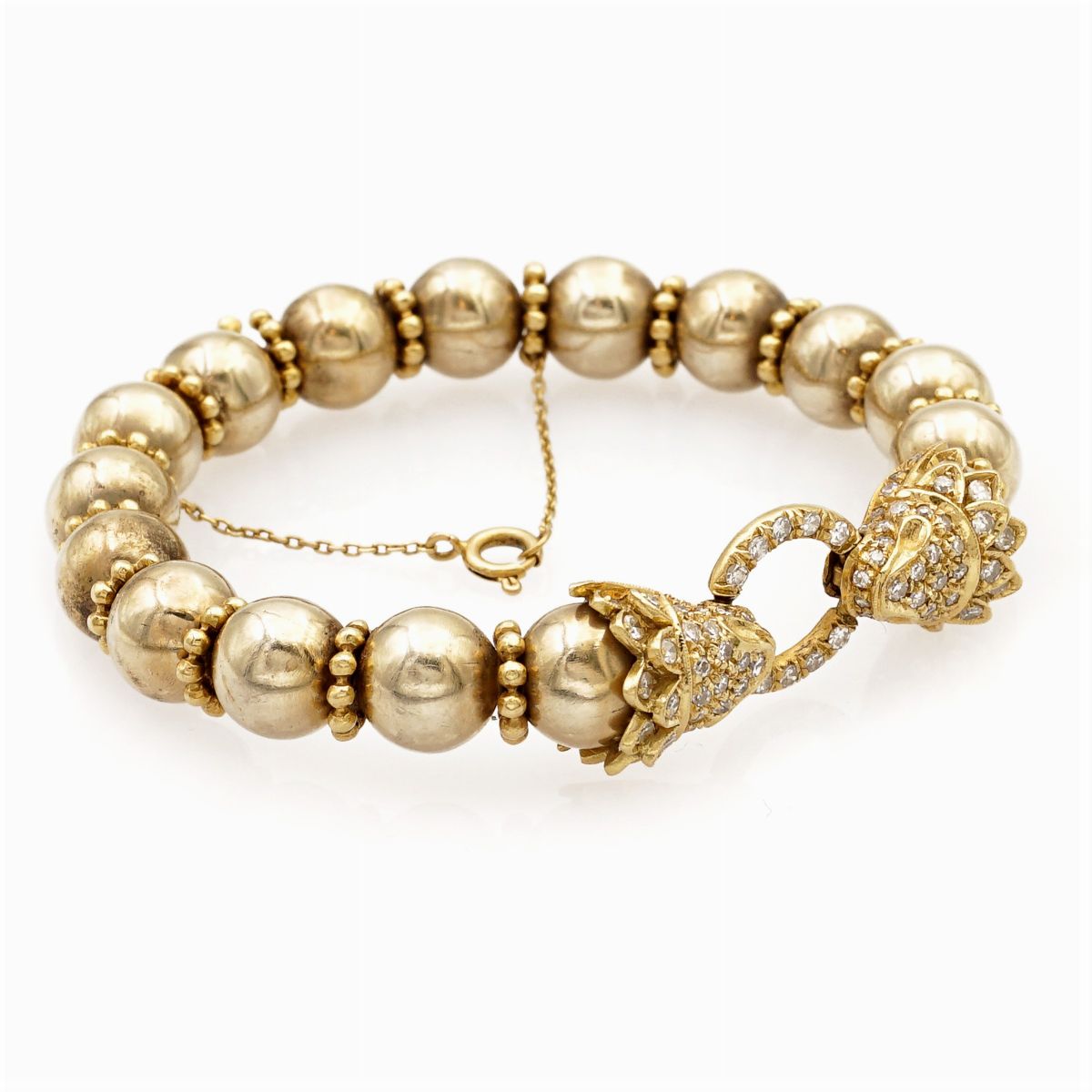 Bracciale a Manetta in Oro Giallo 18kt e Diamanti