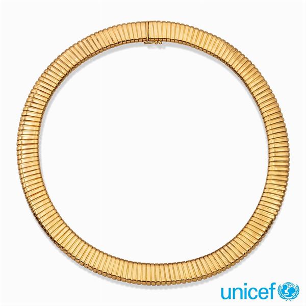 &#9830;Collier maglia tubogas in oro giallo 18kt