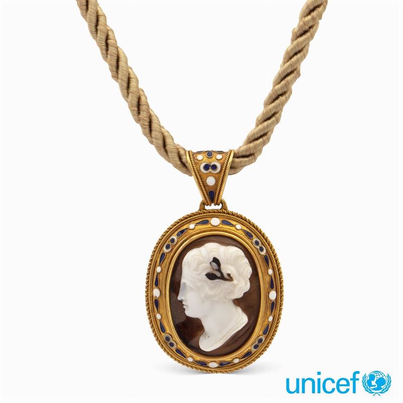 ♦pendente Cammeo Raffigurante Profilo Femminile