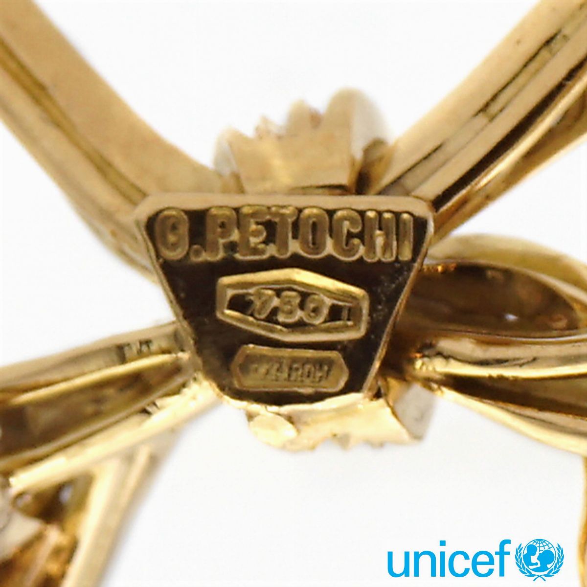 ♦petochi, Spilla Fiocco in Oro Giallo 18kt e Diamanti