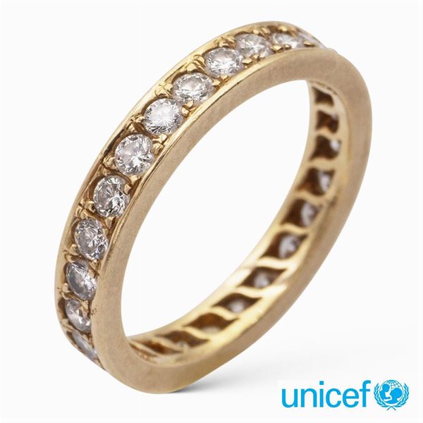 &#9830;Anello fede in oro giallo 18kt e diamanti