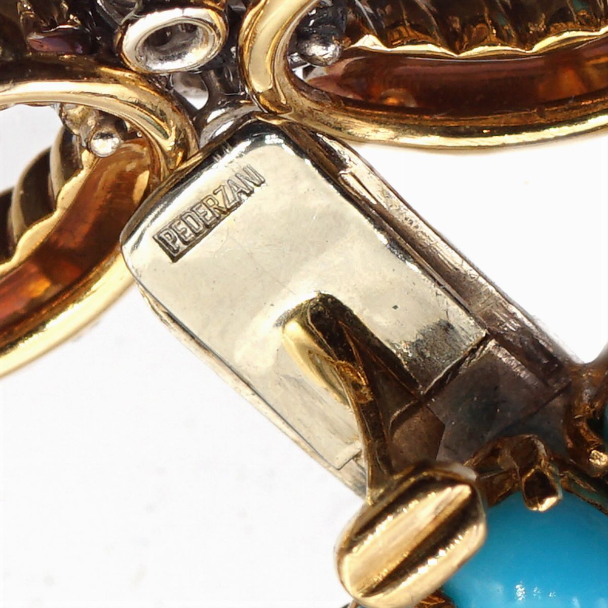 Pederzani, Parure in Oro Giallo 18kt Turchesi e Diamanti